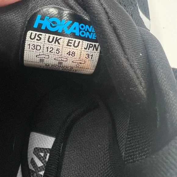 Hoka One One Bondi 8 Men's Running Shoes Athletic Sneakers Size 13D Black White - Picture 7 of 10